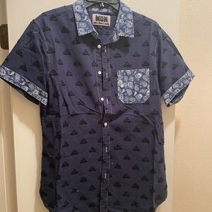PacSun Blue and Black Casual Button Down Shirt